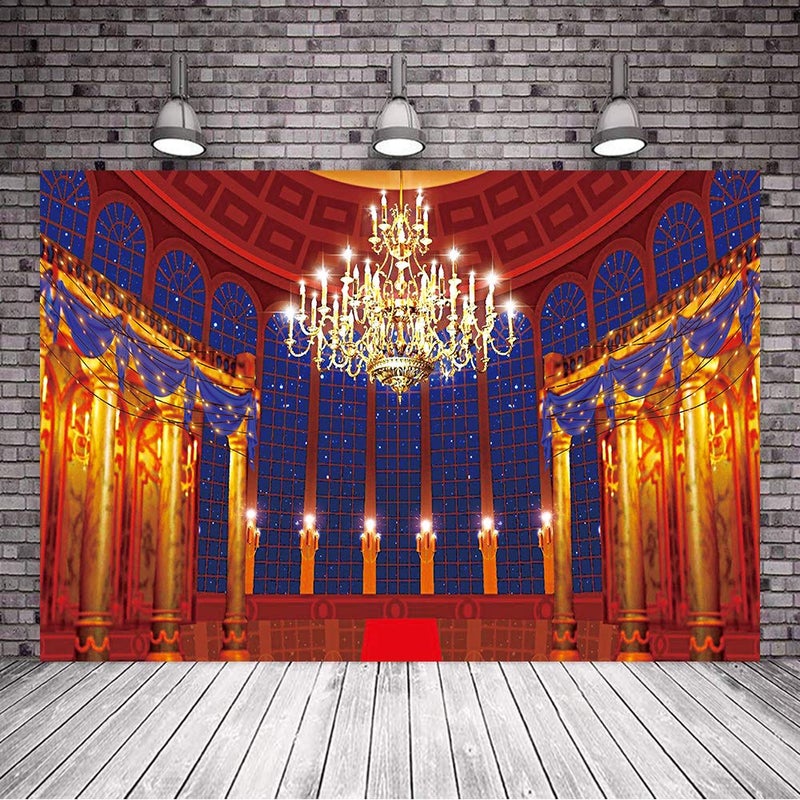 VIDMOT Ballroom Backdrop for Photography Beast's Palace Background for Girl Princess Belle Party 7x5ft Magnificent Castle Background Christmas Decor Photo Backdrops Photo Booth Studio Props ZYVV0673 - Image 3